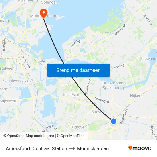 Amersfoort, Centraal Station to Monnickendam map