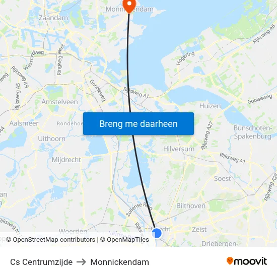 Cs Centrumzijde to Monnickendam map