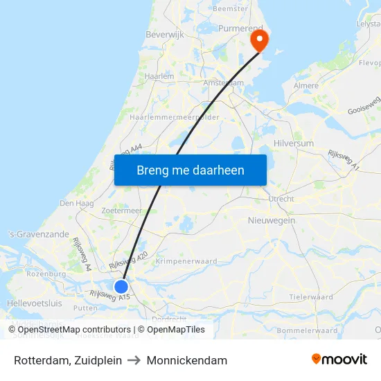 Rotterdam, Zuidplein to Monnickendam map