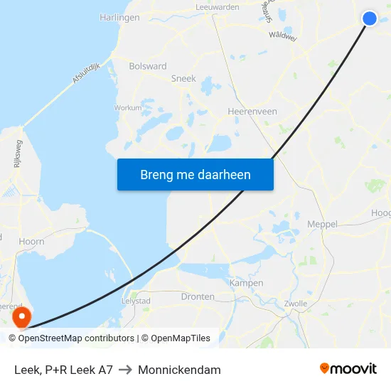 Leek, P+R Leek A7 to Monnickendam map