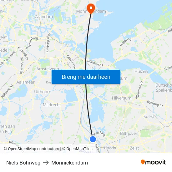 Niels Bohrweg to Monnickendam map