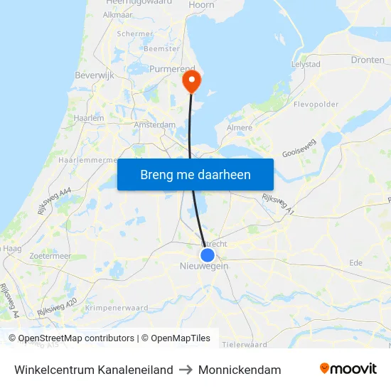 Winkelcentrum Kanaleneiland to Monnickendam map