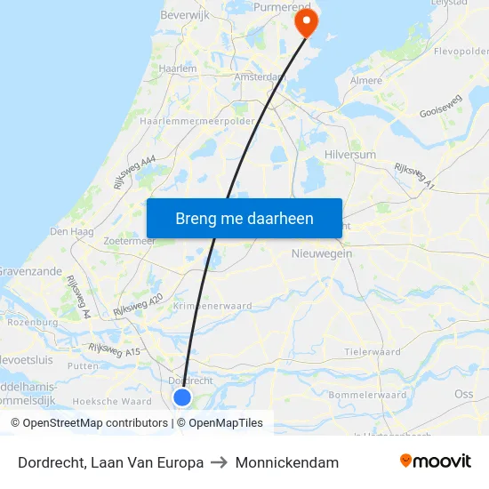 Dordrecht, Laan Van Europa to Monnickendam map