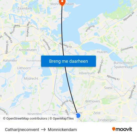 Catharijneconvent to Monnickendam map