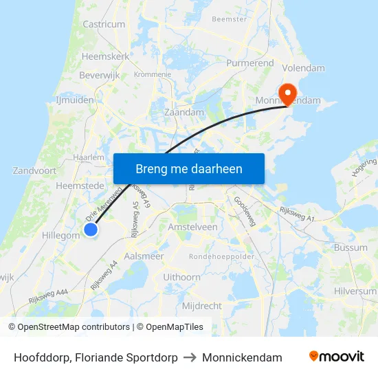 Hoofddorp, Floriande Sportdorp to Monnickendam map