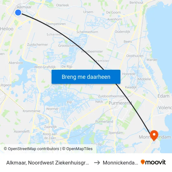 Alkmaar, Noordwest Ziekenhuisgroep to Monnickendam map