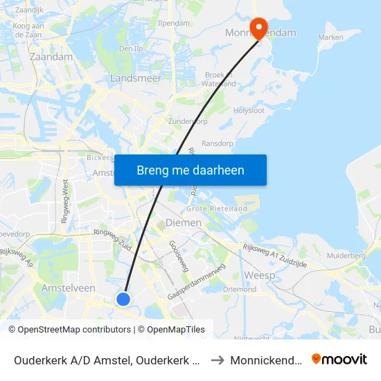 Ouderkerk A/D Amstel, Ouderkerk West to Monnickendam map