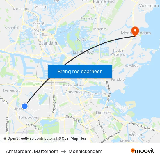 Amsterdam, Matterhorn to Monnickendam map