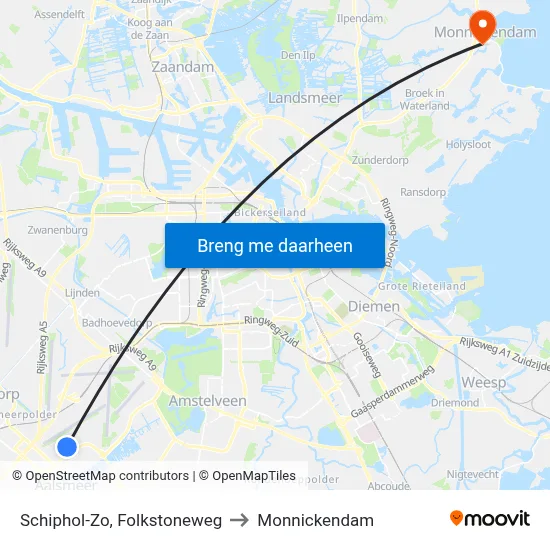 Schiphol-Zo, Folkstoneweg to Monnickendam map