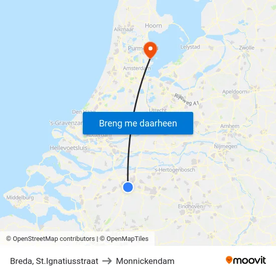 Breda, St.Ignatiusstraat to Monnickendam map