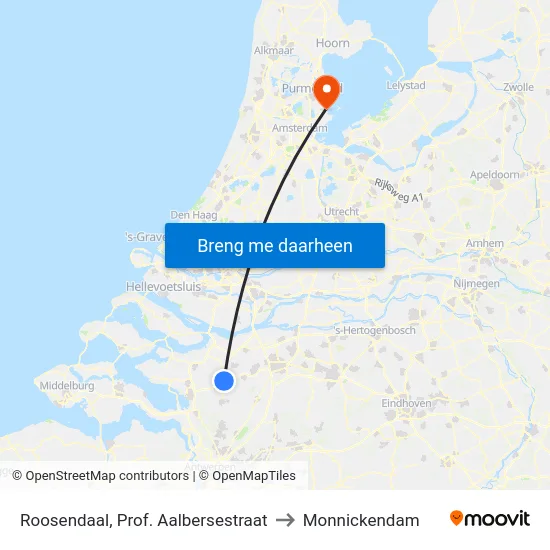 Roosendaal, Prof. Aalbersestraat to Monnickendam map