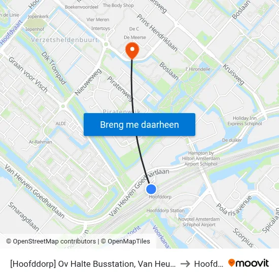 [Hoofddorp] Ov Halte Busstation, Van Heuven Goedhartlaan to Hoofddorp map