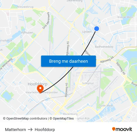 Matterhorn to Hoofddorp map