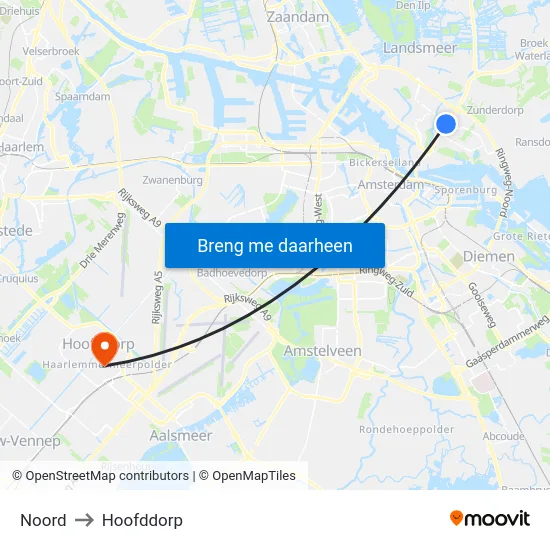 Noord to Hoofddorp map