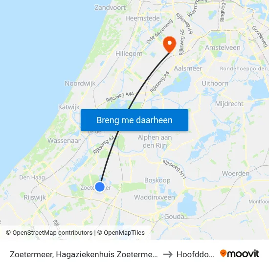 Zoetermeer, Hagaziekenhuis Zoetermeer to Hoofddorp map