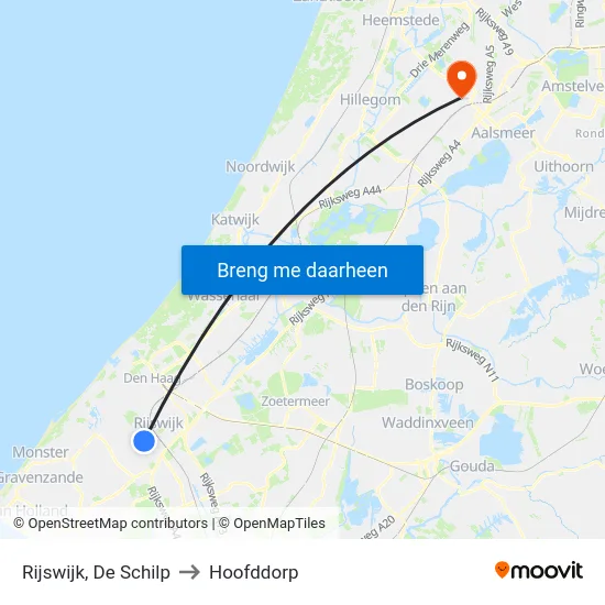 Rijswijk, De Schilp to Hoofddorp map