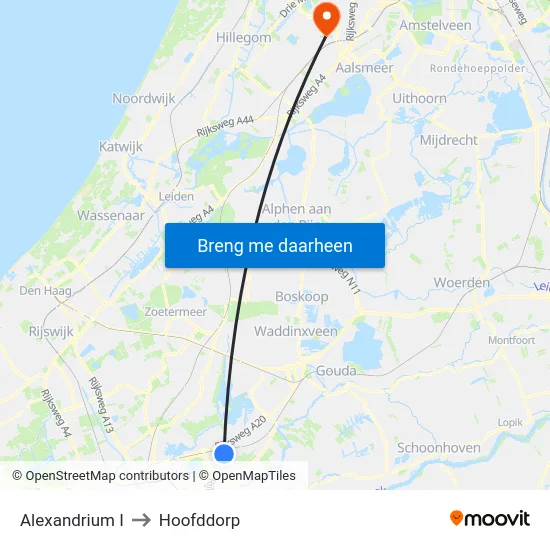 Alexandrium I to Hoofddorp map
