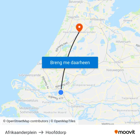 Afrikaanderplein to Hoofddorp map