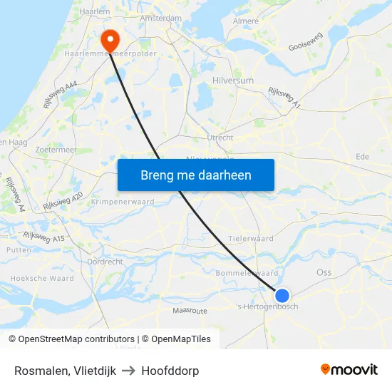 Rosmalen, Vlietdijk to Hoofddorp map