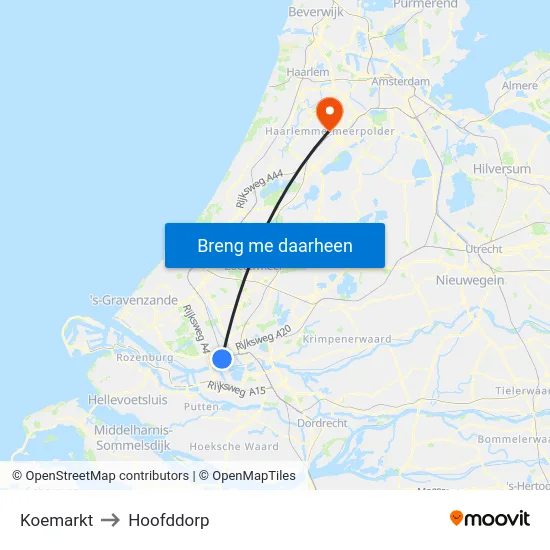 Koemarkt to Hoofddorp map