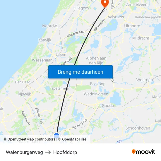 Walenburgerweg to Hoofddorp map