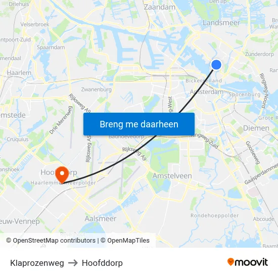 Klaprozenweg to Hoofddorp map