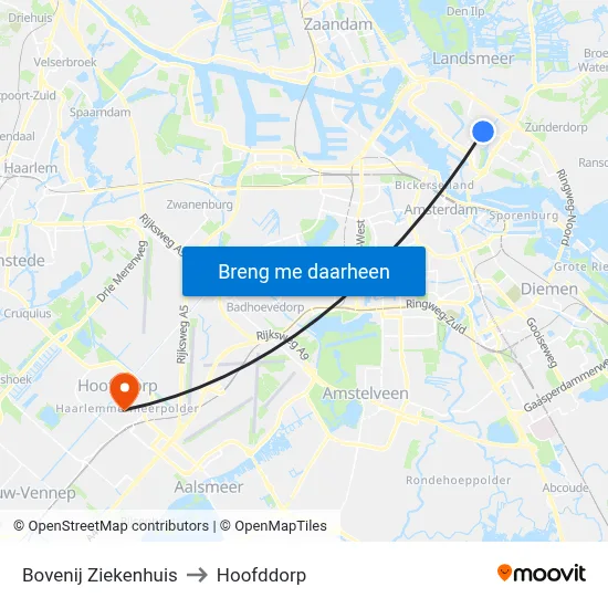 Bovenij Ziekenhuis to Hoofddorp map