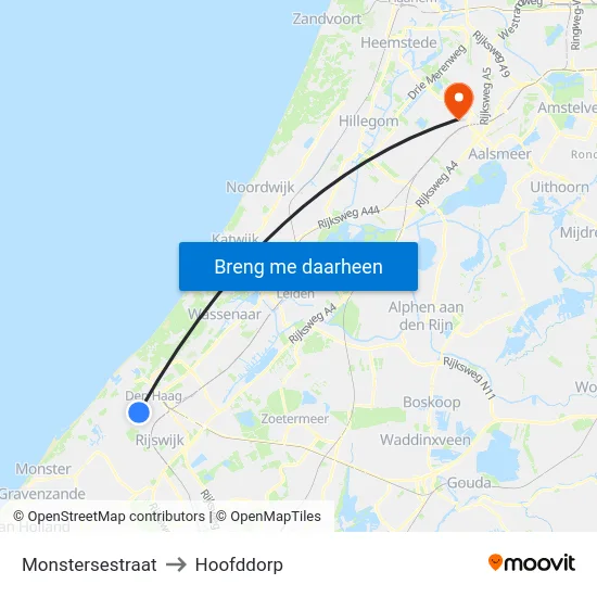 Monstersestraat to Hoofddorp map