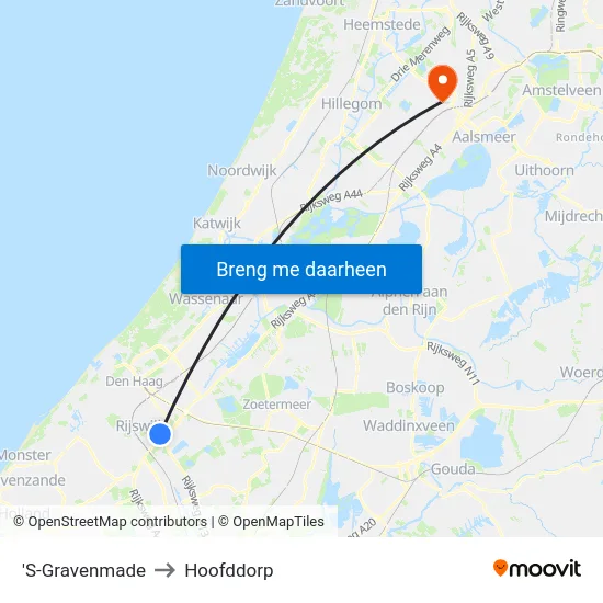 'S-Gravenmade to Hoofddorp map