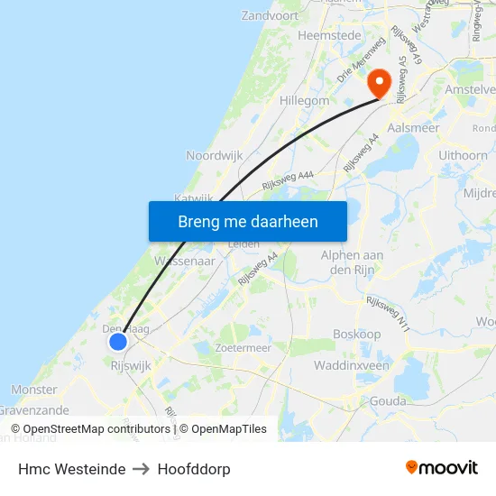 Hmc Westeinde to Hoofddorp map