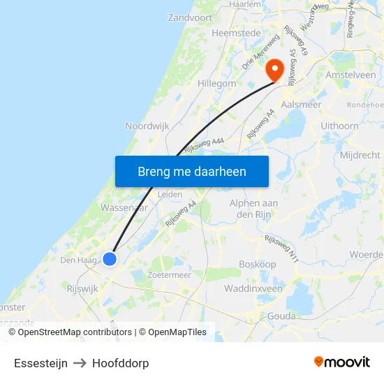 Essesteijn to Hoofddorp map
