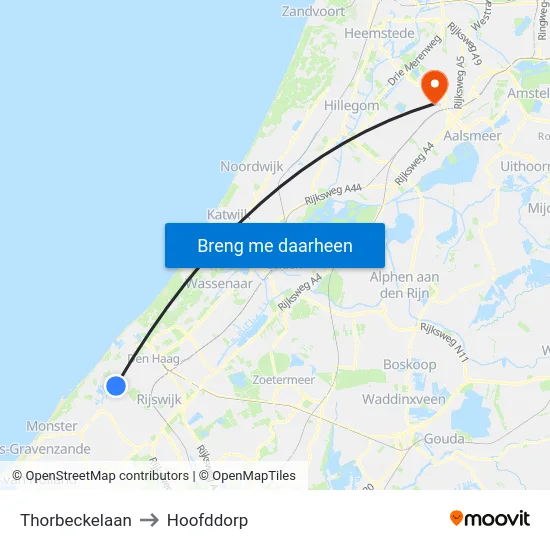 Thorbeckelaan to Hoofddorp map