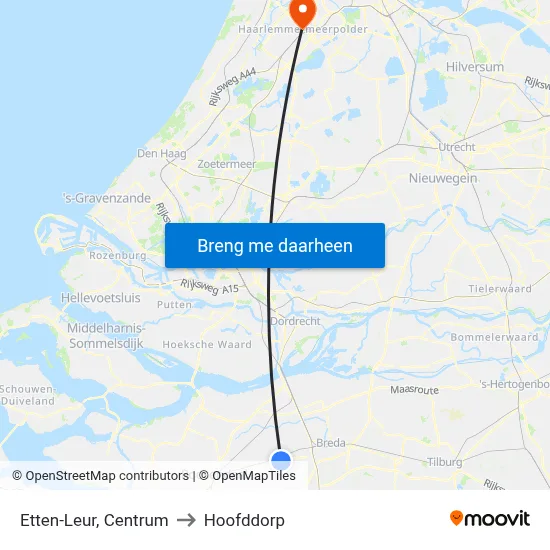 Etten-Leur, Centrum to Hoofddorp map