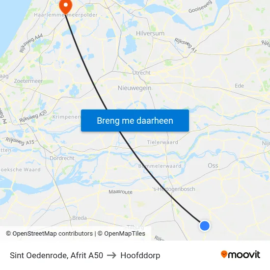 Sint Oedenrode, Afrit A50 to Hoofddorp map