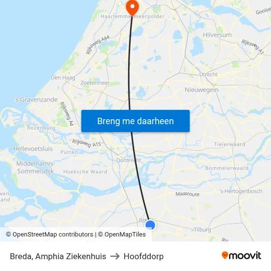 Breda, Amphia Ziekenhuis to Hoofddorp map