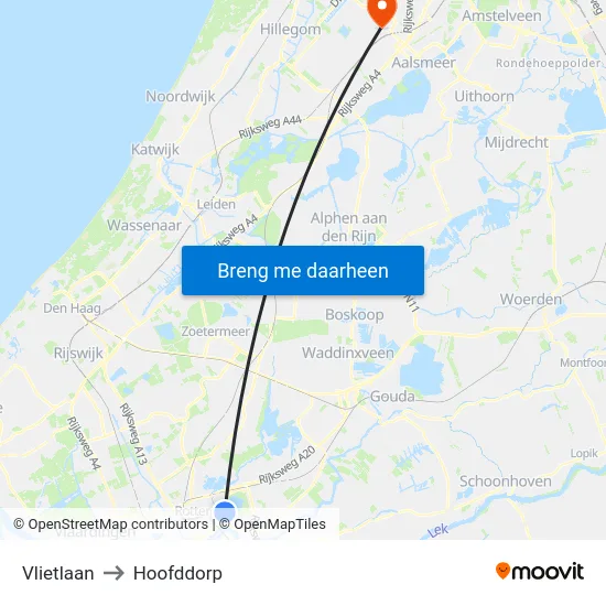 Vlietlaan to Hoofddorp map