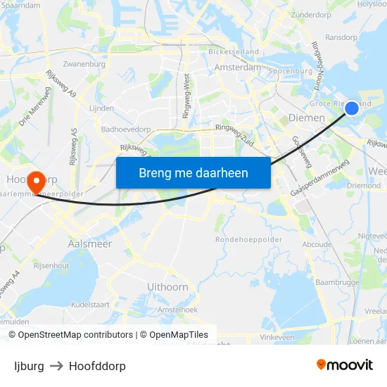 Ijburg to Hoofddorp map