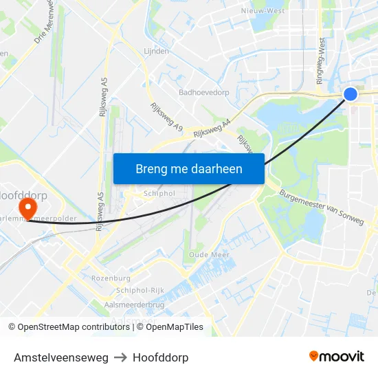 Amstelveenseweg to Hoofddorp map