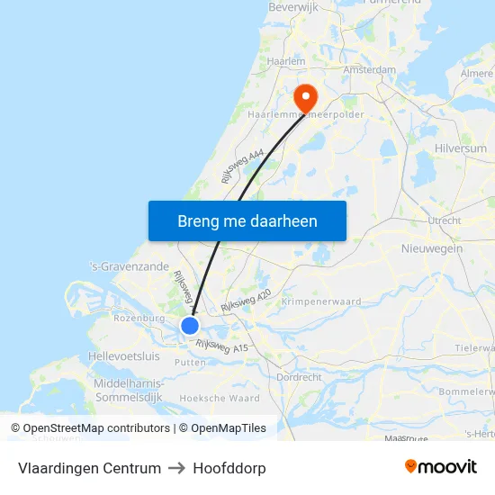 Vlaardingen Centrum to Hoofddorp map