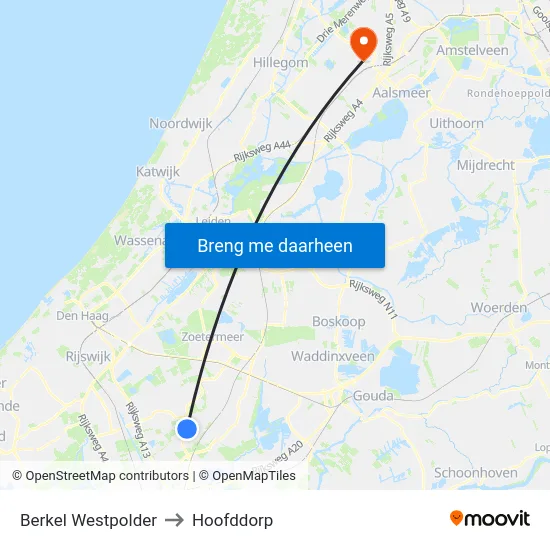 Berkel Westpolder to Hoofddorp map