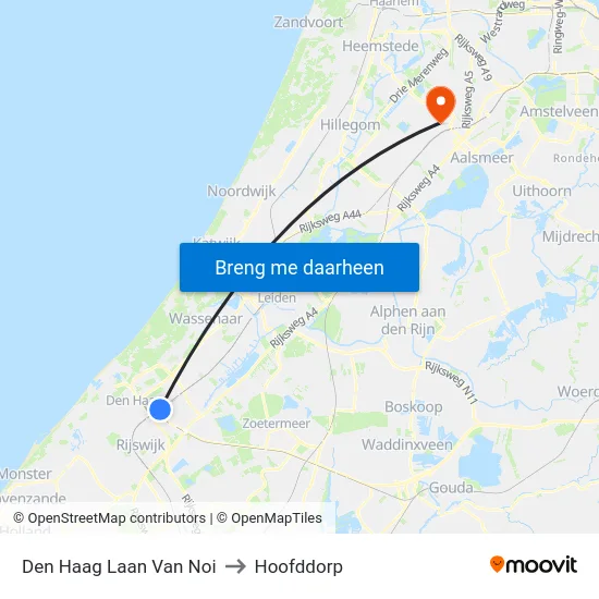 Den Haag Laan Van Noi to Hoofddorp map