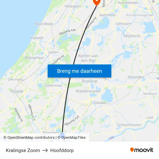 Kralingse Zoom to Hoofddorp map