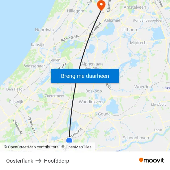 Oosterflank to Hoofddorp map