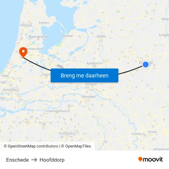 Enschede to Hoofddorp map