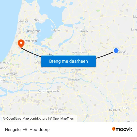 Hengelo to Hoofddorp map