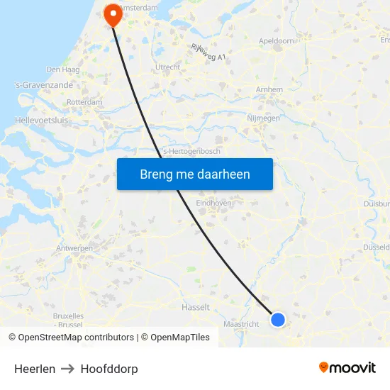 Heerlen to Hoofddorp map