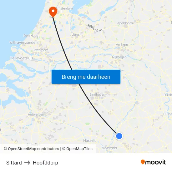 Sittard to Hoofddorp map