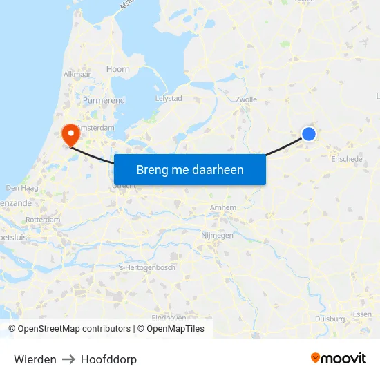 Wierden to Hoofddorp map