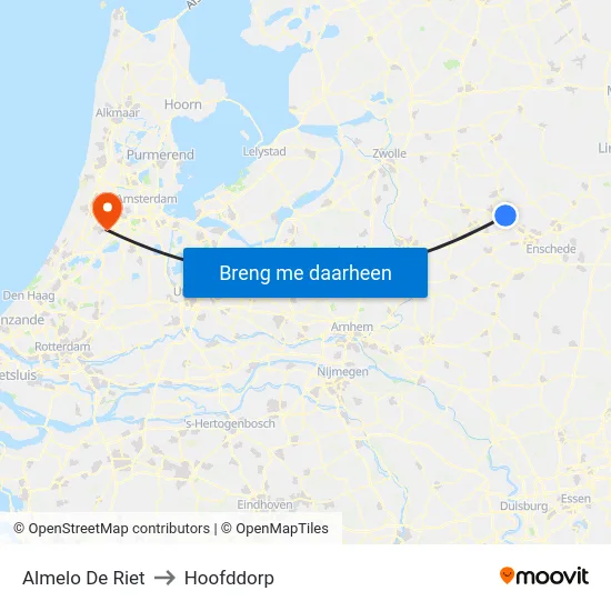 Almelo De Riet to Hoofddorp map