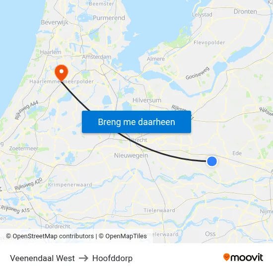 Veenendaal West to Hoofddorp map